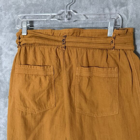 Anthropologie Pants Small Yellow Marigold Paper Bag Waist Belted Malin Cuffed - Picture 9 of 12